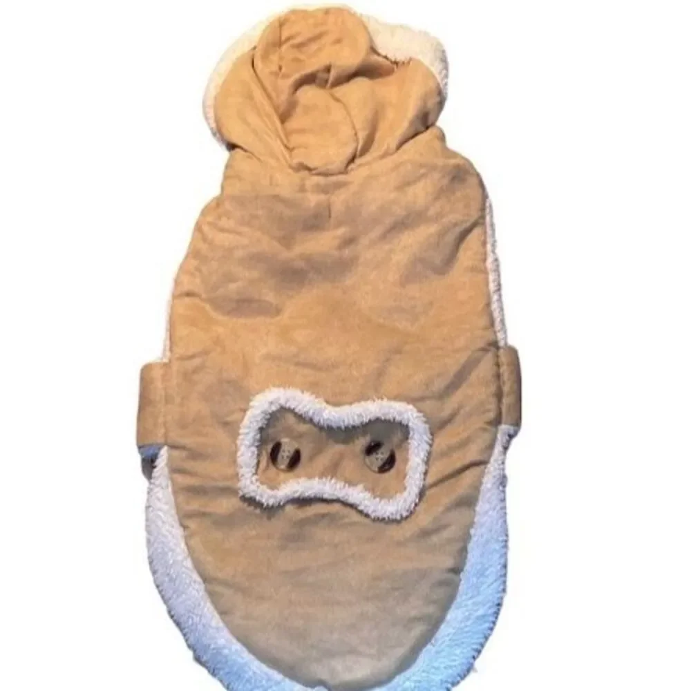 Faux Suede Fuzzy Fleece Dog Jacket Coat Small